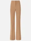 Pinko High-waisted Brown Linen Blend Trousers With Stripe Detail In Brown
