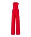 Pinko Strapless Jumpsuit With Boned Bodice And Pleat Detailing In Red