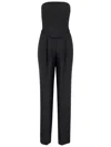 Pinko Elegant Bustier Jumpsuit With Wide-leg Trousers