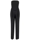 Pinko Elegant Bustier Jumpsuit With Wide-leg Trousers In Black