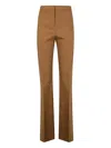 Pinko High-waisted Straight-leg Trousers In Viscose Blend In Brown