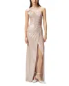 Pinko One-shoulder Maxi Dress In Nude/silver