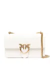Pinko Structured White Shoulder Bag With Gold-tone Bird Embellishment In White