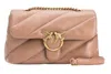Pinko Quilted Love Birds Buckle Shoulder Bag In White