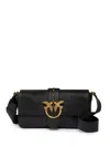 Pinko Rectangular Shoulder Bag With Signature Love Birds Buckle In Black