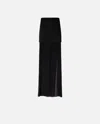 Pinko Jupe Longue Élégante En Satin Et Crêpe Georgette Transparent In Nero Limousine