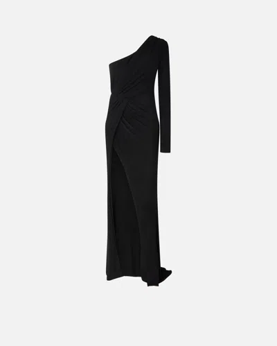 Pinko Robe Drapée Élégante En Jersey Métallisé In Black