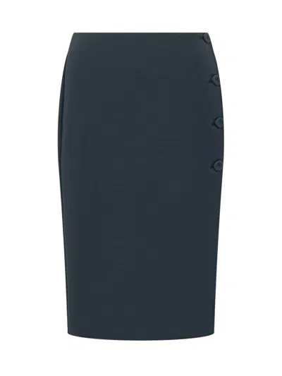 Pinko Elegant Midi Skirt With Button Details In Blu Iride