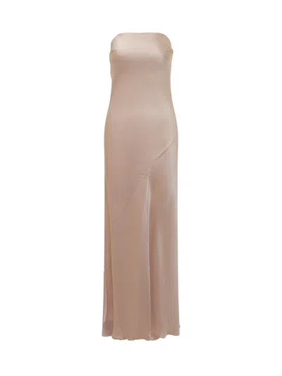 Pinko Elegant Mini Satin Suit Dress In Neutral