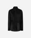 Pinko Flowing Black Viscose Shirt With Classic Collar In Limo Black