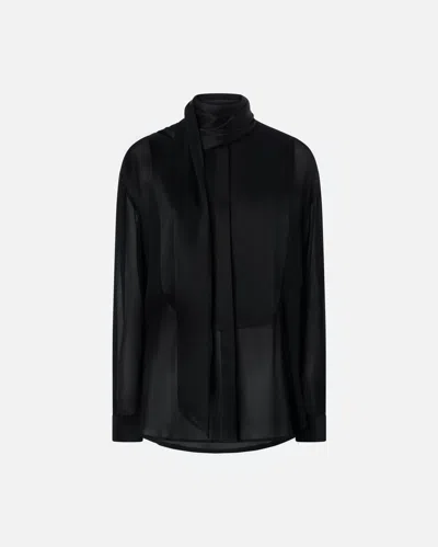 Pinko Elegant Sheer Shirt With Satin Insert In Black