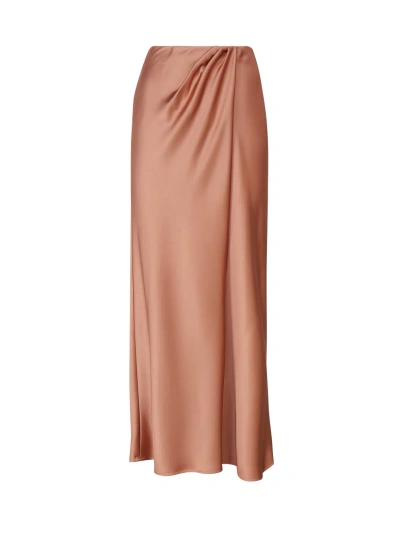 Pinko Elegant Skirt In Hammered Satin In Brown