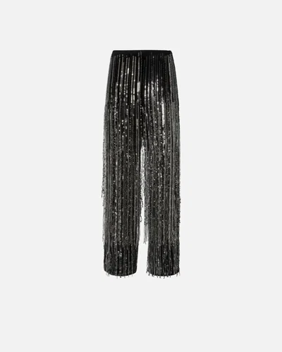 PINKO ELEGANT TROUSERS WITH FRINGING AND SEQUINS