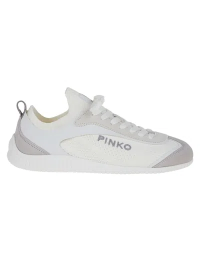 Pinko Elegant White Sneakers With Suede Accents