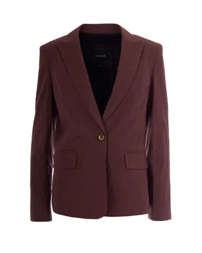Pinko Elegant Women's Mini Jacket In Marrone Terra X Piante