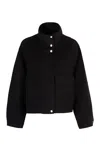 Pinko Short Double-faced Wool Coat With High Collar In Navy