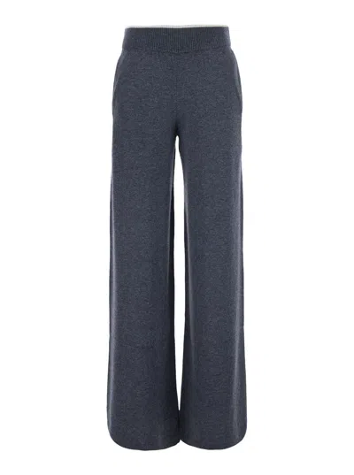 Pinko Elegant Wool-cashmere Straight-leg High-waist Pants For Women In Gray