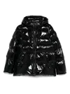 Pinko Oversized Black Puffy Coat With Glossy Finish And Hood In Black