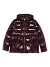 Pinko Quilted Hooded Jacket In Burgundy