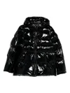 Pinko Oversized Black Puffy Coat With Glossy Finish And Hood In Black