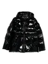 Pinko Oversized Black Puffy Coat With Glossy Finish And Hood In Black