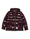 Pinko Quilted Hooded Jacket In Burgundy