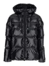 Pinko Oversized Black Puffy Coat With Glossy Finish And Hood In Black