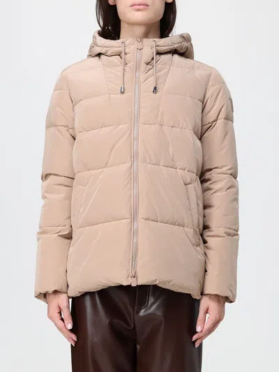 Pinko Eleodoro Cropped Quilted Nylon Puffer Jacket With Hood And Love Birds Logo In Neutral
