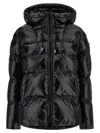 Pinko Oversized Black Puffy Coat With Glossy Finish And Hood In Black