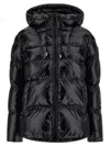 Pinko Oversized Black Puffy Coat With Glossy Finish And Hood In Black