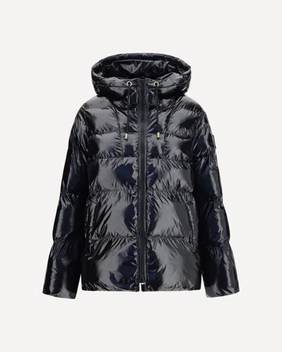 Pinko Shiny Black Puffer Jacket With Horizontal Quilted Padding