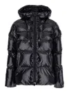 Pinko Oversized Black Puffy Coat With Glossy Finish And Hood In Black