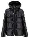 Pinko Oversized Black Puffy Coat With Glossy Finish And Hood In Black