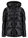 Pinko Oversized Black Puffy Coat With Glossy Finish And Hood In Black