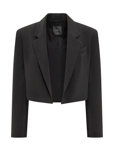 Pinko Stretch Crepe Spencer Jacket In Limo Black
