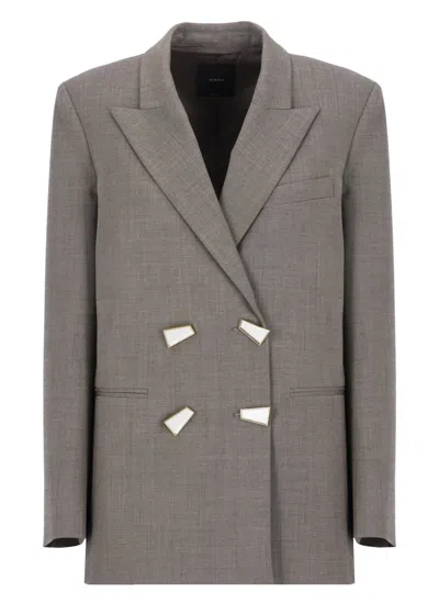 Pinko Blazer With Geometric Mirror Buttons In Grey