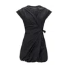 Pinko Cotton Dress With Pleated Skirt And Buttoned Shoulders