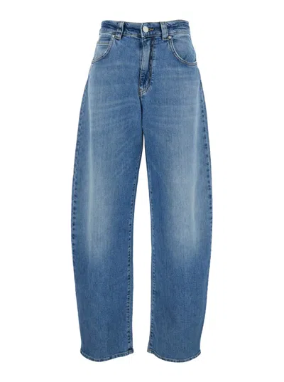 PINKO 'ELOISE' BLUE JEANS WITH LOGO PATCH ON THE REAR AND BELT LOOPS IN DENIM WOMAN