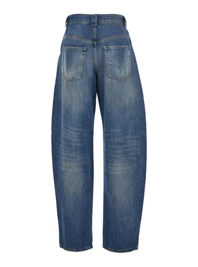 PINKO BLUE JEANS WITH BELT LOOPS AND DISTRESSED EFFECT IN DENIM WOMAN