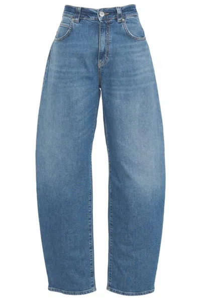 Pinko 'eloise' Blue Jeans With Logo Patch On The Rear And Belt Loops In Denim Woman