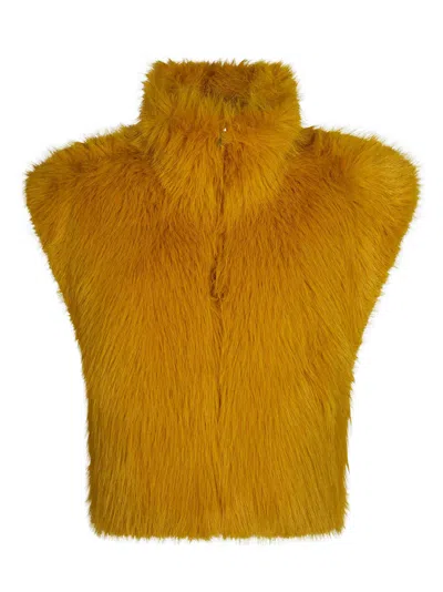 Pinko Eloro Gilet With Textured Effect In Giallo
