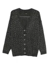 Pinko Dark Grey Knitted Cardigan With V-neckline In Gray