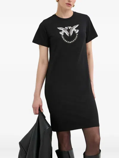 Pinko Embellished Graphic Mini Dress In Black