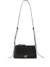Pinko Mini Double Bag Shoulder Bag With Full Rhinestones In Black
