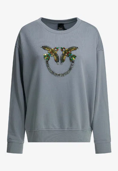 Pinko Embellished Love Birds Sweatshirt In Multi