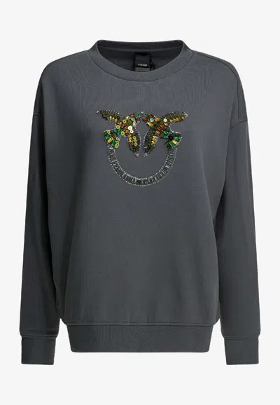 Pinko Embellished Love Birds Sweatshirt In Multi