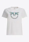 Pinko Embellished Love Birds T-shirt In White