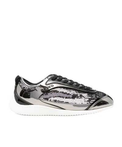 Pinko Metallic Finish Flat Shoes With Sequin Accents In Multi