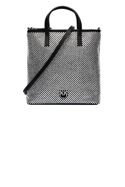 Pinko Embellished Mini Shopper Bag In Gray