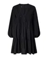 Pinko Mini Dress With Openwork Design And Crystals In Black